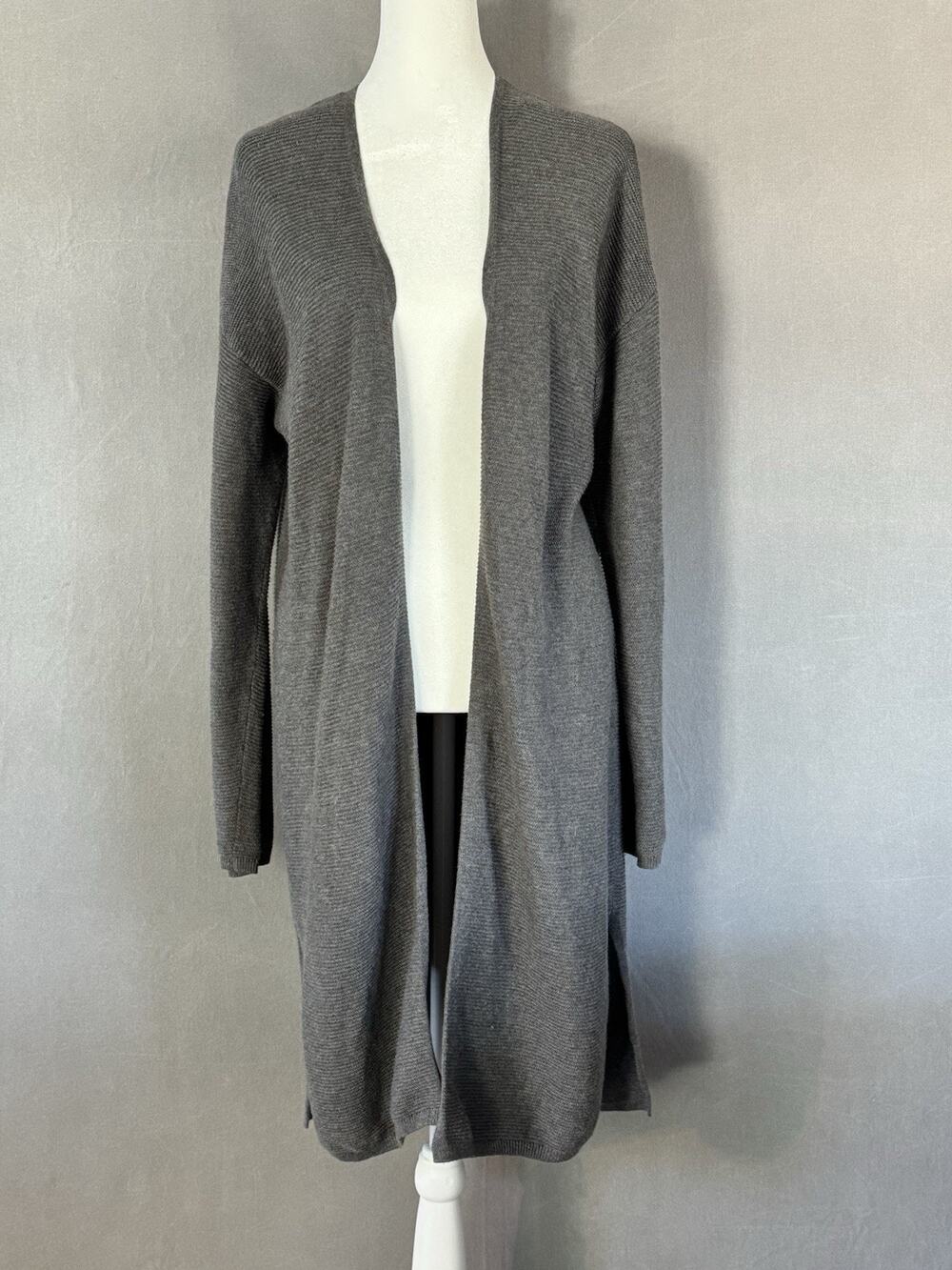 Banana Republic Gray Long Open Front Cardigan Sweater Size M Cotton Blend